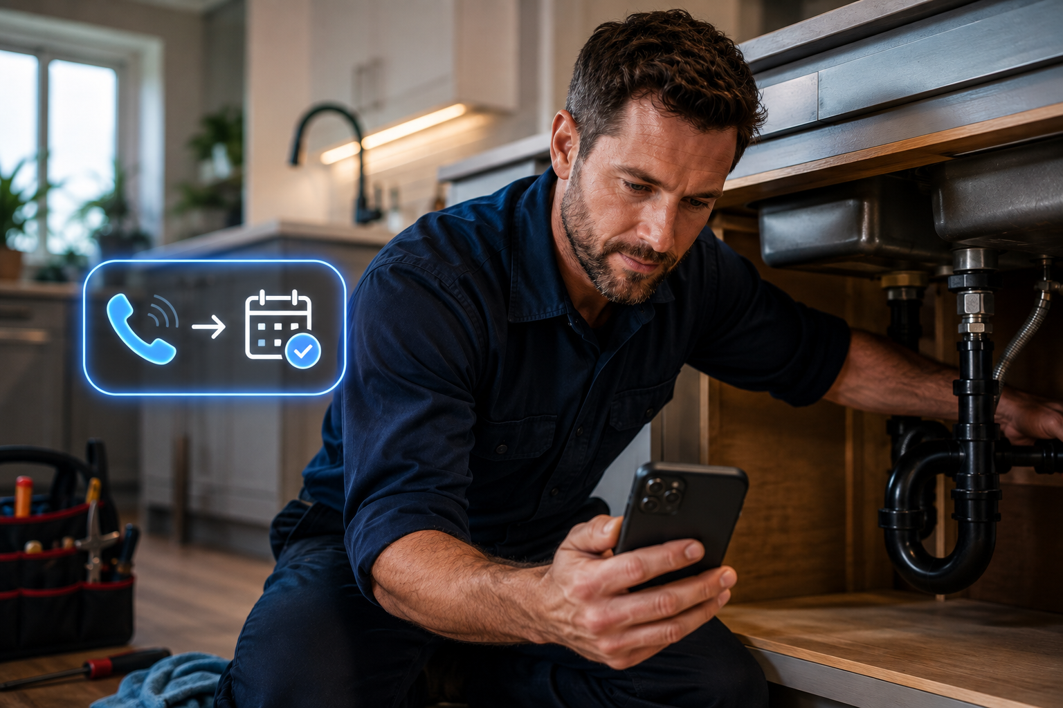 Home service owner reviewing an appointment booked by Virtual Dispatcher